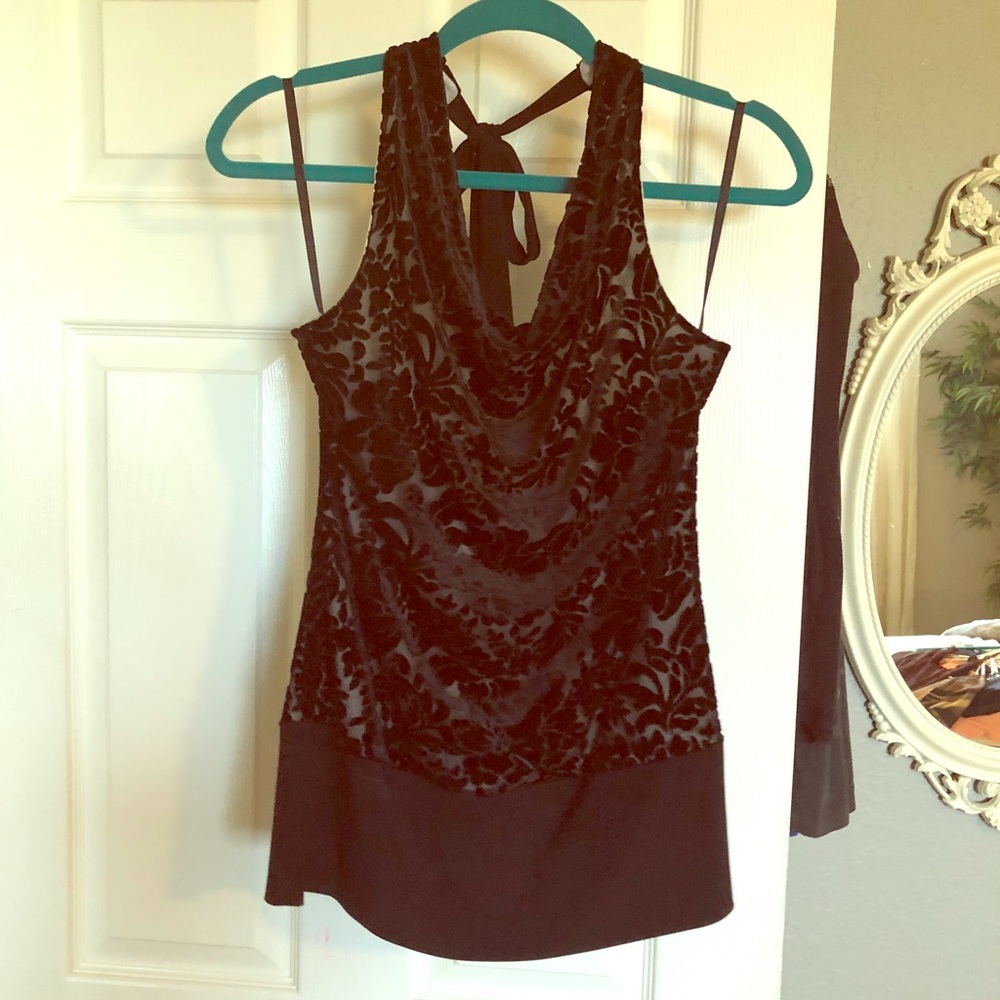 Black velvety halter tank